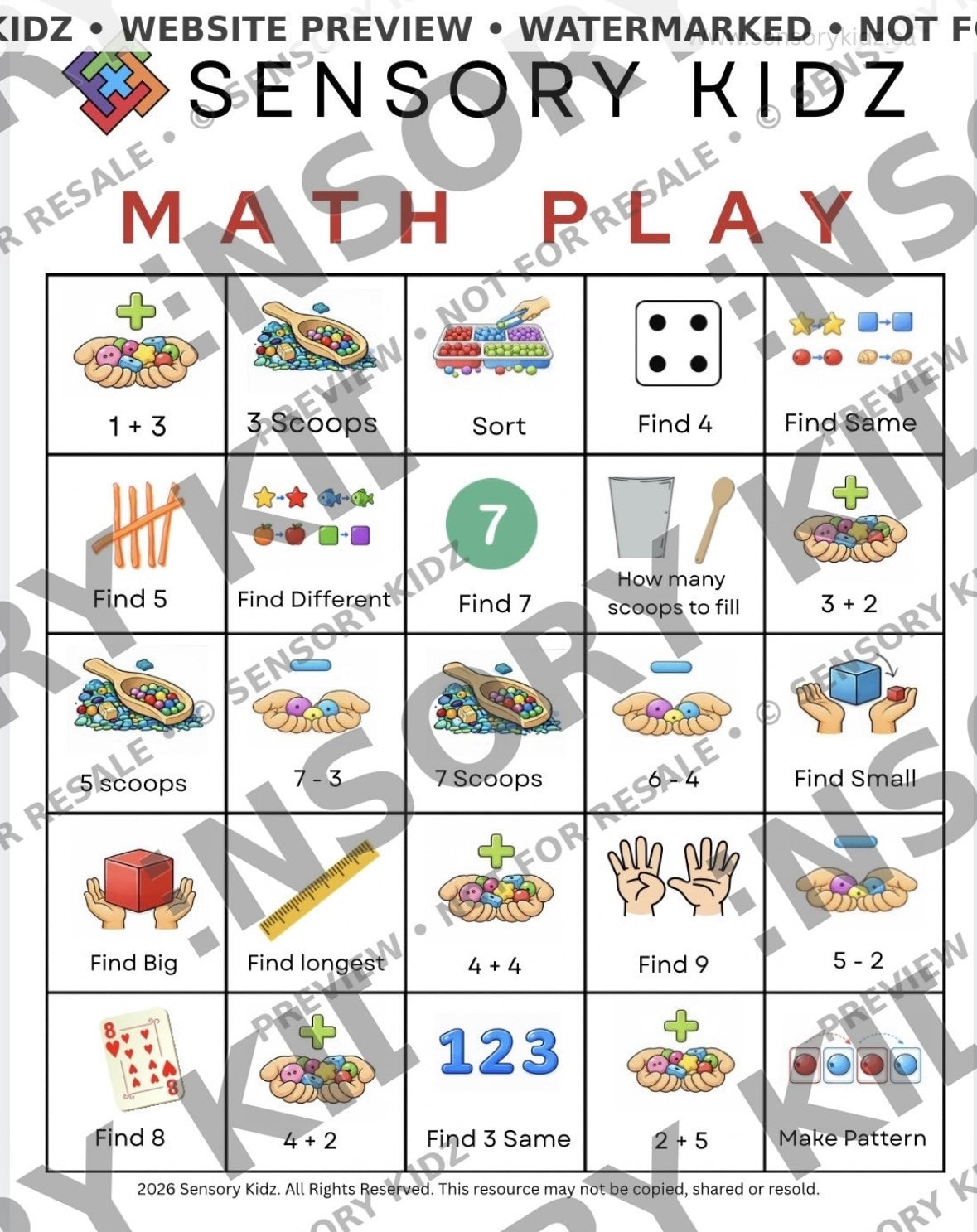 Sensory Bin Activity Sheets - 4